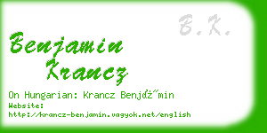 benjamin krancz business card